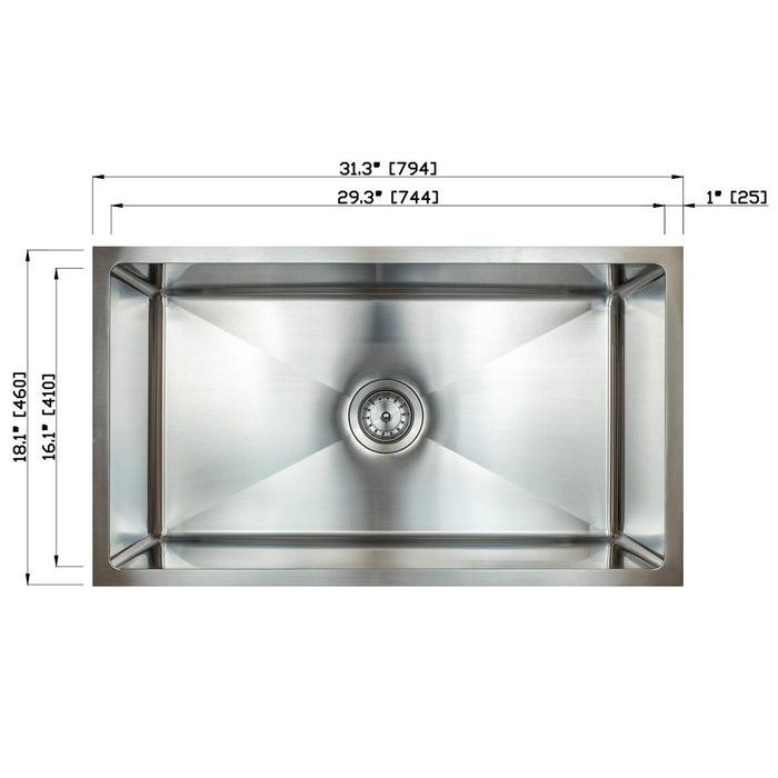 E-3018 Large Single Bowl (30x18) Stainless Steel Kitchen Sink
